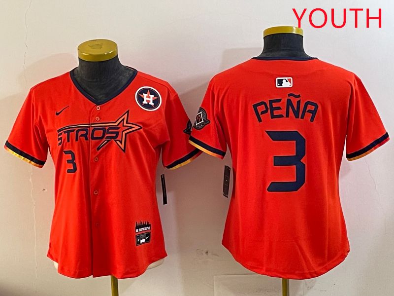 Youth Houston Astros Blank 3 Pena Three generations Joint Name 2025 Nike MLB Jersey style 12